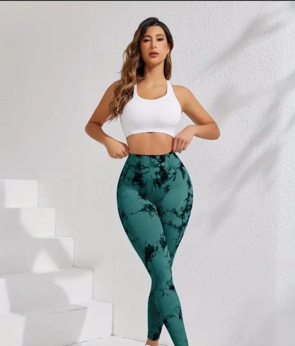 leggins deportivos push en estampado verde